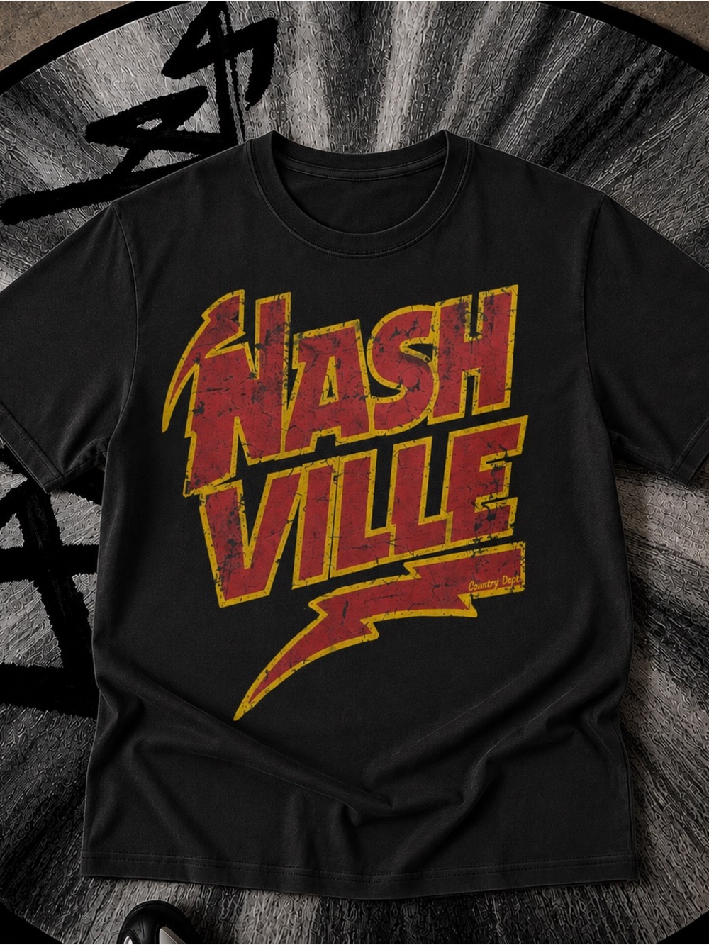 Nashville Lightning Shirt, Retro country Music Graphic Tee - Black
